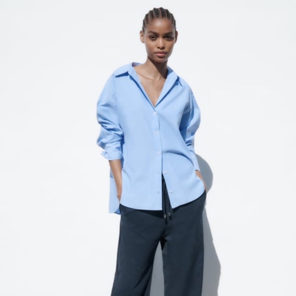 Zara oxford shirt sky blue size xs brand new